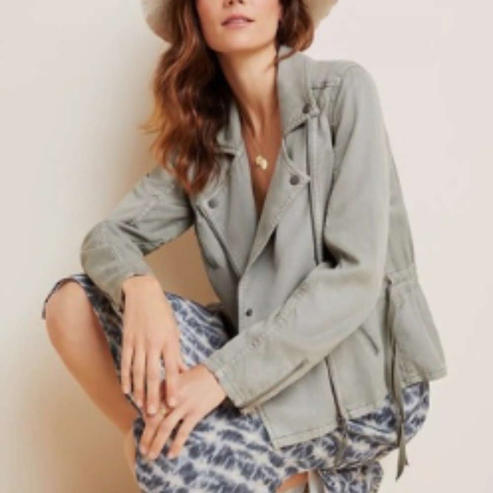Anthropologie Marrakech Ronika Draped Moto Jacket Green Size Medium (L)‎